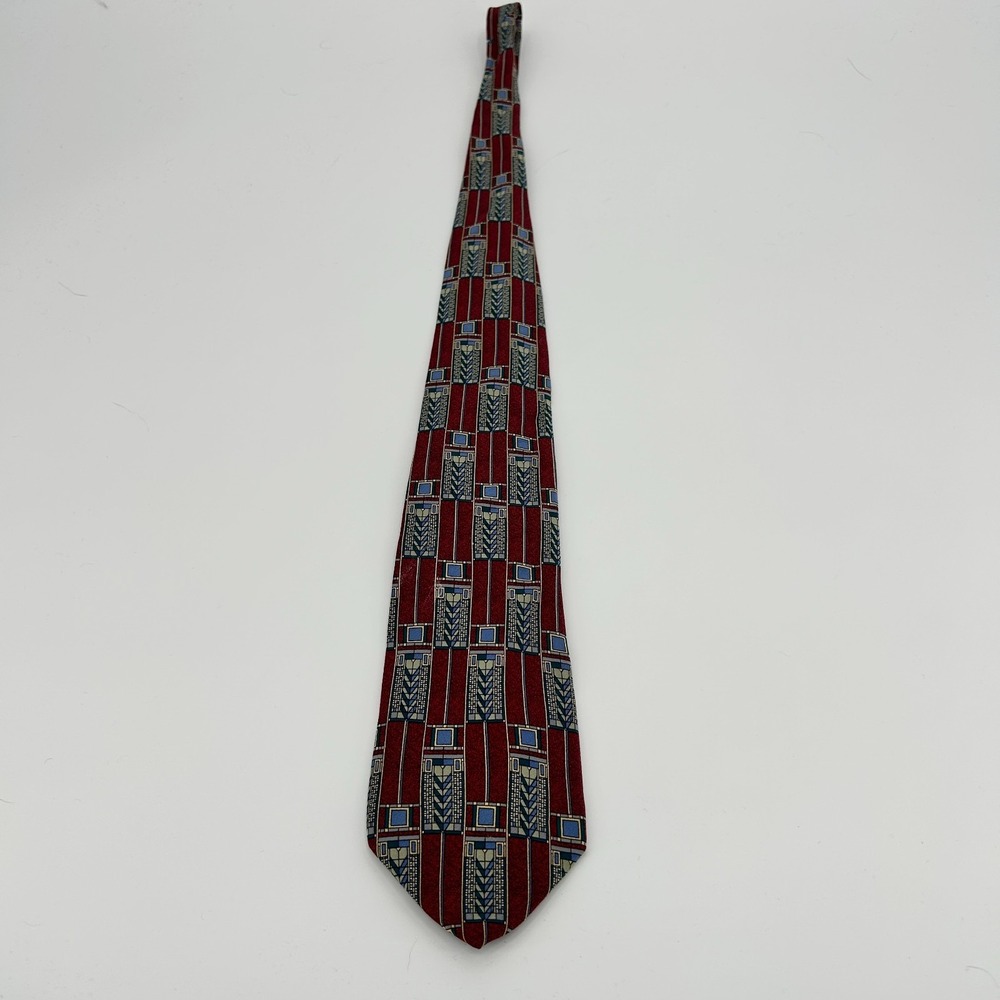 Vintage Frank Lloyd Wright Mens Silk Tie Made Italy Luxury Tree of Life Window - Picture 3 of 11